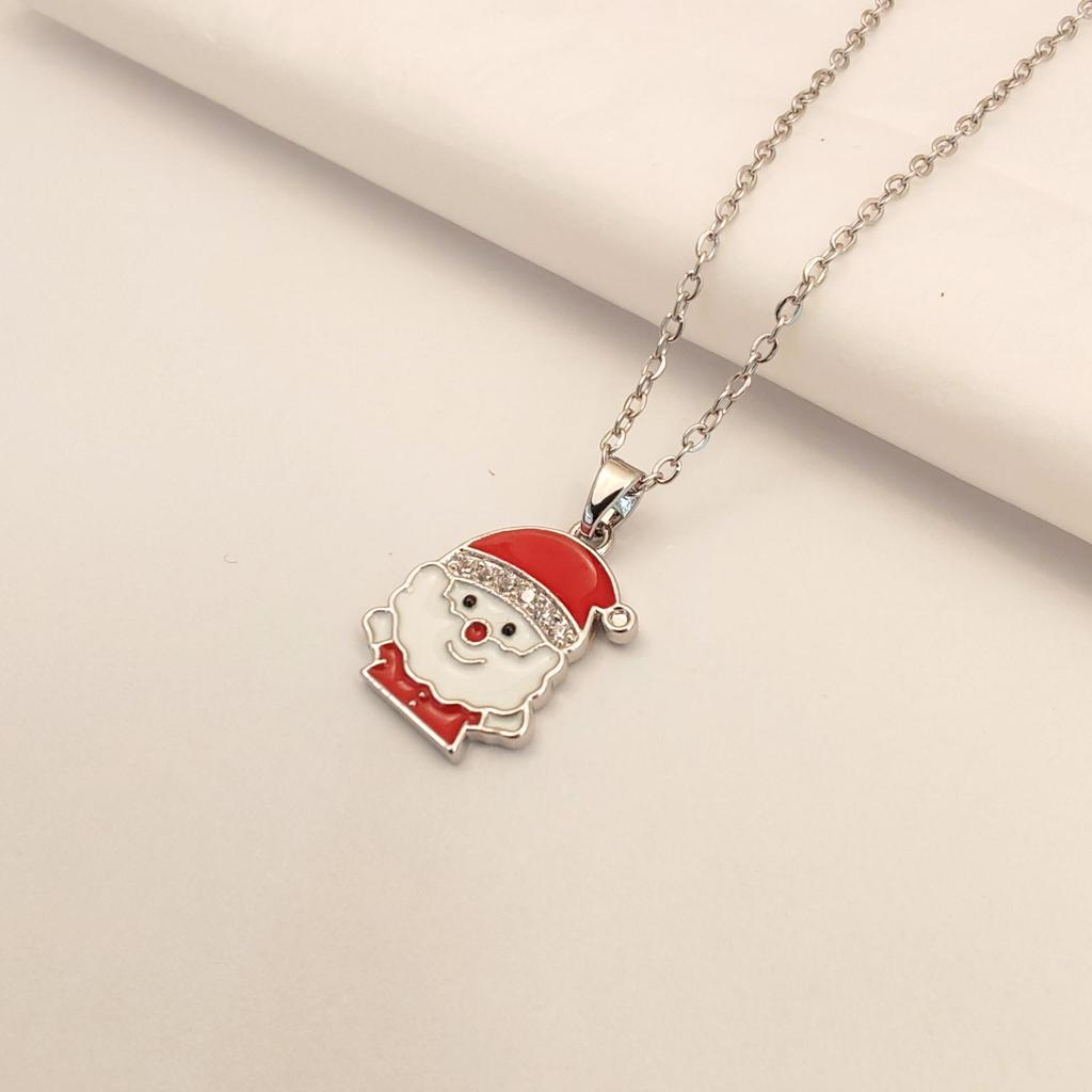 European & American Christmas Titanium Steel Necklace: Trendy Women's Fashion with Micro-inlaid Zircon Pendant