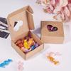 25pcs Kraft Paper Box with Hollow Out Heart Pattern Square Gift Packaging Box Candy Box Small Gift Box