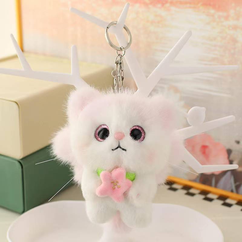 Newest Healing Angel Cat Backpack Pendant Keychain Kawaii Plush Toy Figure Doll Cartoon Anime Cute Gift Gift Doll For Friends