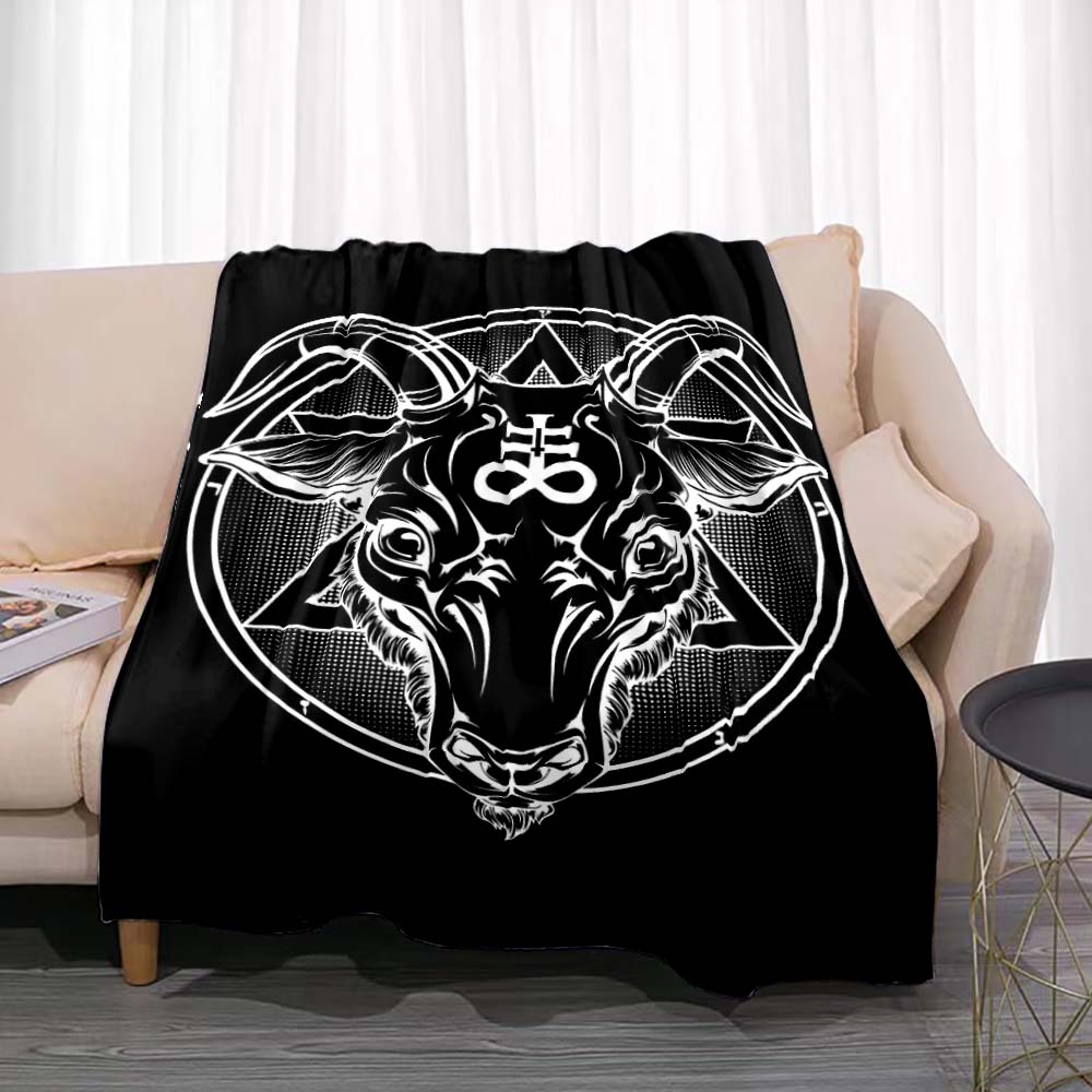 Satan Demon Evil Throw Blanket Bedspread Fleece Flannel Soft Warm Blankets Print Funny Birthday Gift Home Textiles Sofa Decor