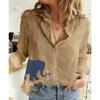 Spring and Autumn Ya Ma Xun, Women's Casual Loose Long Sleeve Linen Shirt Large Size Women's Clothing