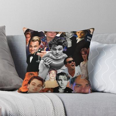 Leonardo Dicaprio Collage Square Pillowcase Polyester Linen Velvet Pattern Zip Decorative Pillow Case Car Cushion Cover