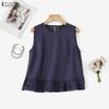 ZANZEA Women Casual Round Neck Summer Sleeveless Tank Tops
