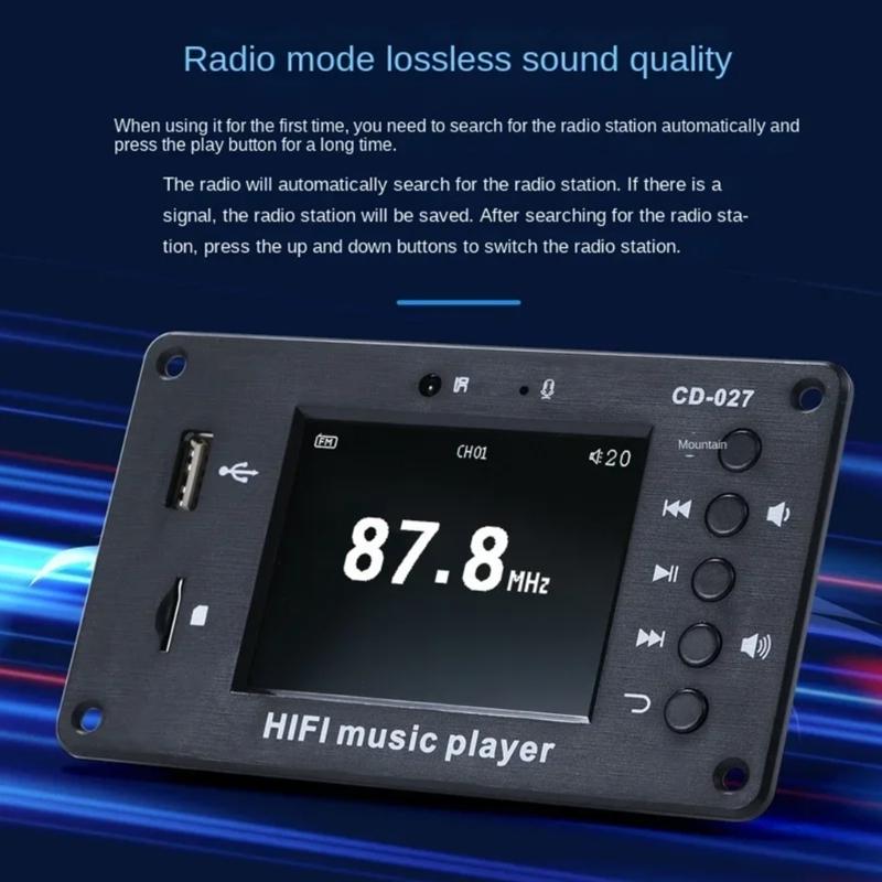 Upgrades MP3 Playback Panel with 2.8" Display Blue Tooth 5.1 LCD Display with Stereo Output Blue Tooth Connectivity
