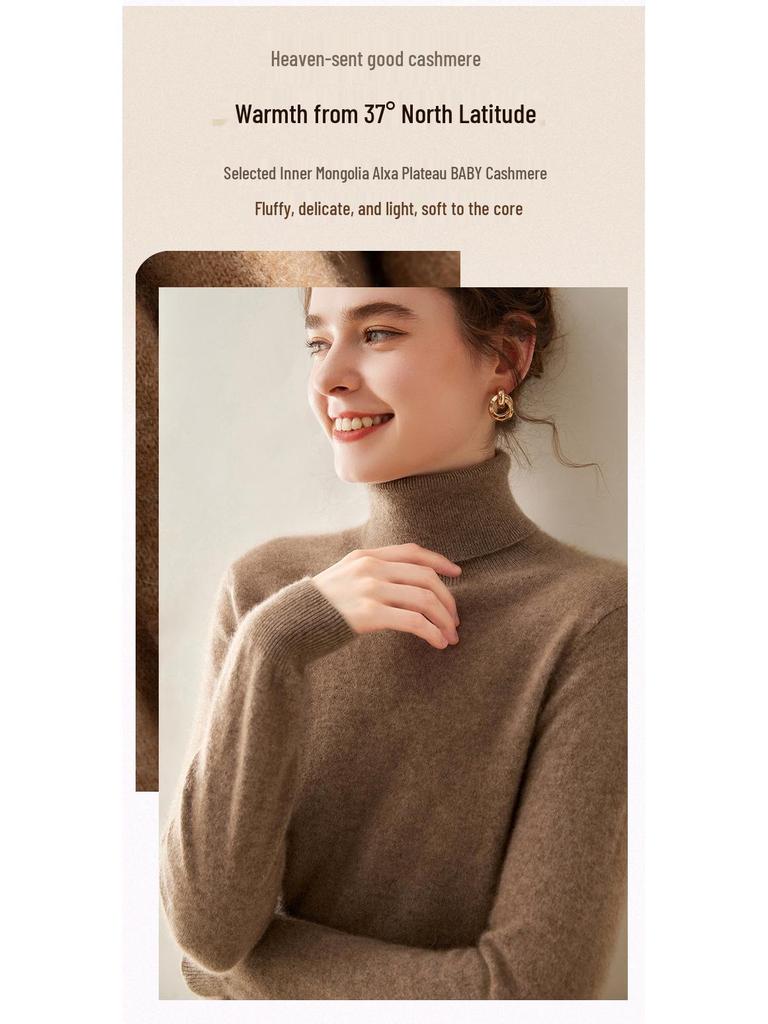 Autumn & Winter Women's Soft Cashmere High Neck Slimming Knitted Sweater