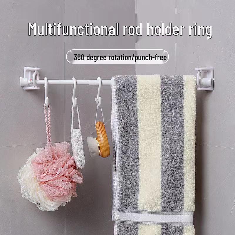 Tension-Mount Rotating Curtain Rod with Telescopic Angle for Kitchens and Doors