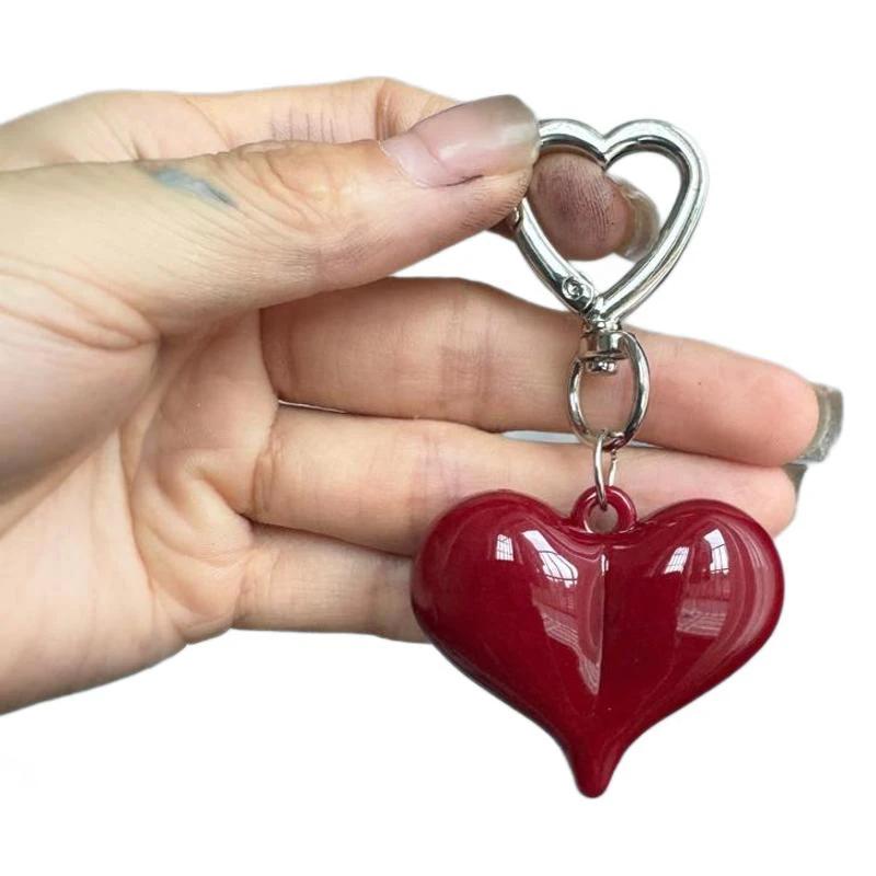Exquisite Temperament Red Heart Bow Charms Keychain Versatile Phone Pendant Fashion Backpack Hanging Ornament Accessories Gifts