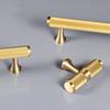 Brass Knurled Cabinet Handles Wardrobe Bar Pull with Baseplate Textured Furniture Door Handle with Baseboard Drawer Knobs