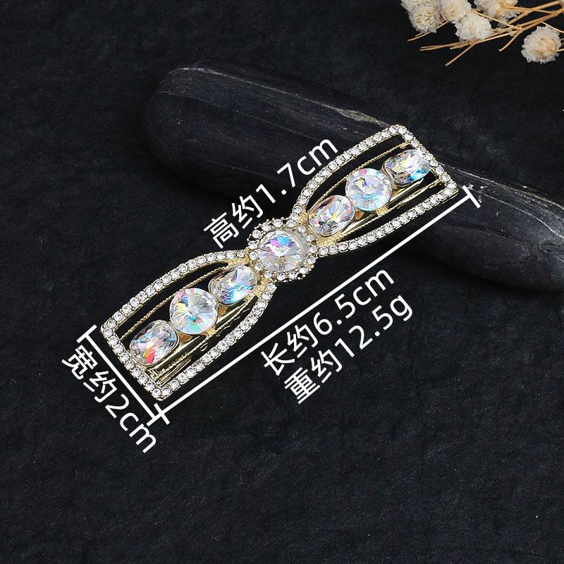 Women'S Bow Side Hairpin Rhinestone Bangs Clip Girl Imitation Crystal Hairpin Broken Hair Duckbill Clip Hair Accessories