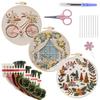1pc House, Bicycle, and Flower Pattern Embroidery DIY Fabric Craft Kit with Tools