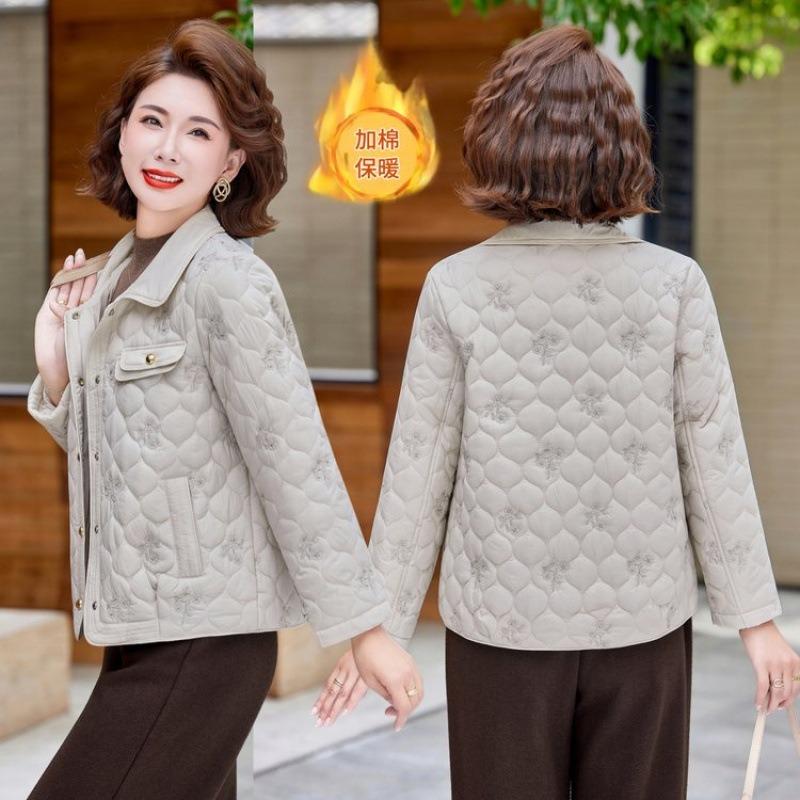 Medium fashion new cotton-padded clothes Middle-aged and elderly autumn and winter tops Short light cotton-padded clothes cotton-padded jackets trend