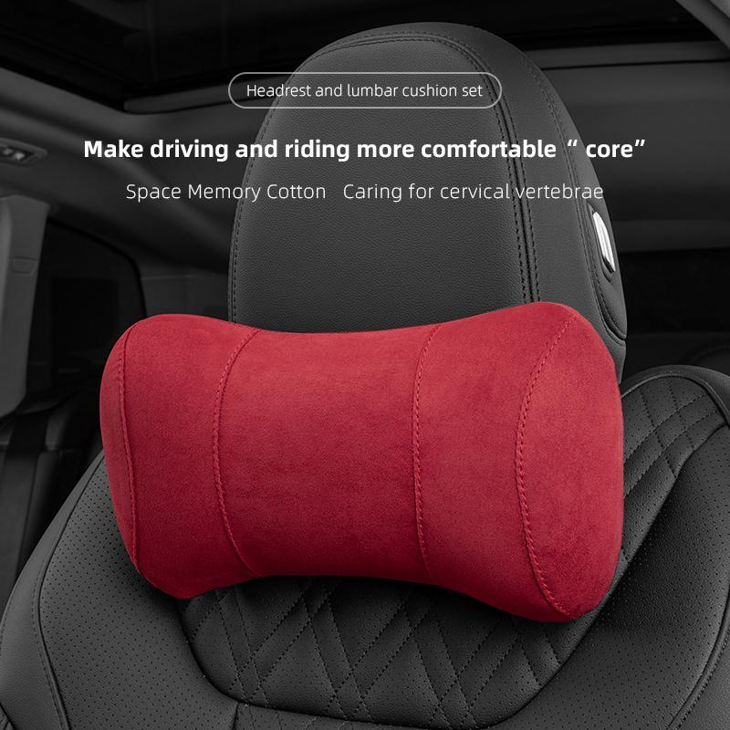 Universal Car Seat Headrest Suede Memory Cotton Neck Pillows Car Interior Accessories Auto Seat Head Support Car Accessories