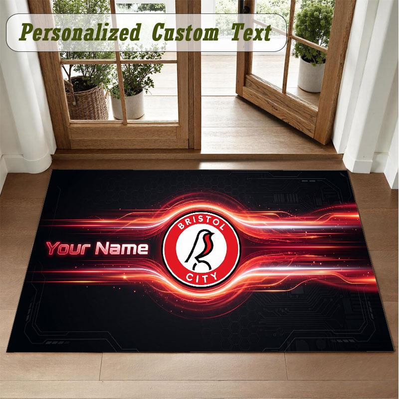 Crystal Velvet Square Rug Custom NameBristol City Pattern Non Slip Home Floor Decor Rug