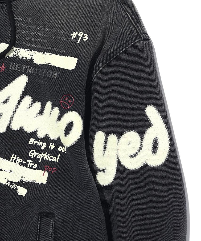 Annoyed Vintage Incision Denim Zip-Up Hoodie Lp1Ju037_Black