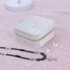 Portagioie in velluto per collana da donna, anello, orecchini, portaoggetti, portaoggetti da viaggio, portatile, con cerniera, custodia per gioielli quadrata