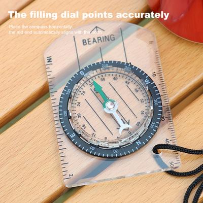 Multifunctional Outdoor Compass Precise Measuring Scale High Transparent Portable Hiking Backpacking Survival Map Reading Accurate Pointing Compass