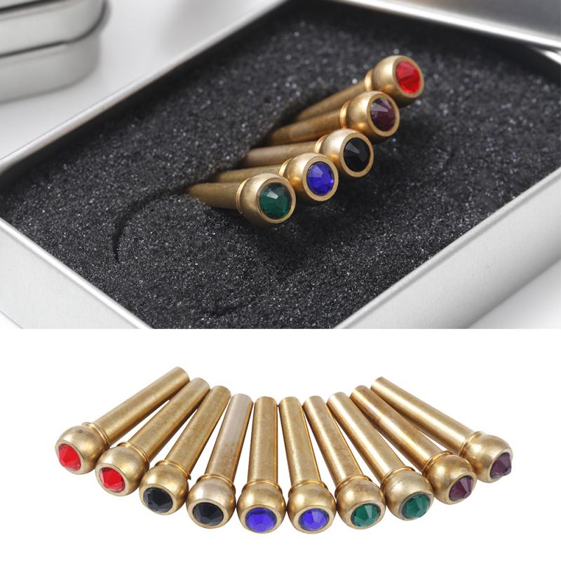 6 Pcs Brass Guitar Bridge Pins Folk Acoustic Classical Guitar Solid String Cone Wooden Guitarra