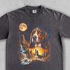 Basset Hound Howling To the Moon. Vintage Dog Graphic Tee. Pet Lover Gift. Oversized Streetwear Night Sky. Stars Unisex 90s Y2K T-Shirt