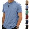 Men Henry Collar Button Pocket Contrast Lining Short Sleeve Casual T Shirt