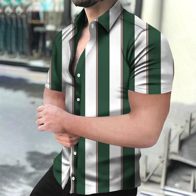 

Мужские рубашки Праздничные гавайские пляжные рубашки Полосатые топы с принтом Деловые повседневные укороченные футболки большого размера 5XL Дизайнерская одежда M