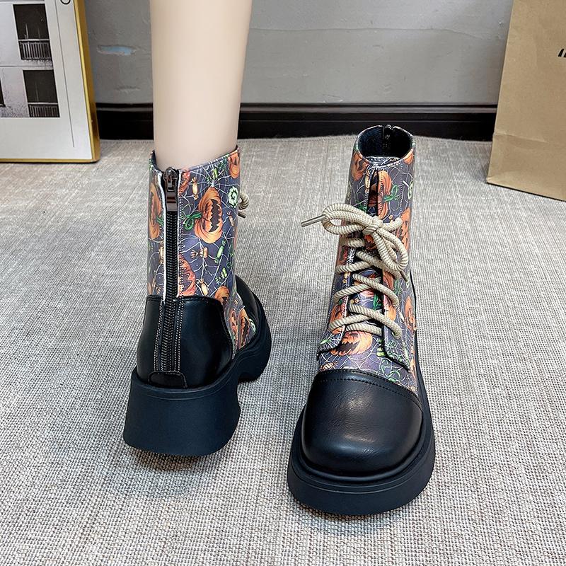 Fashion 2024 High Quality Fashion New Boots for Woman Non-slip Autumn Winter Solid Color Lace-up Female Ankle Boots Botines Mujer