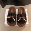 Internet celebrity fashion brown explosion Mao Mao slippers women's autumn and winter wear 2025 new ins trendy thick bottom casual home