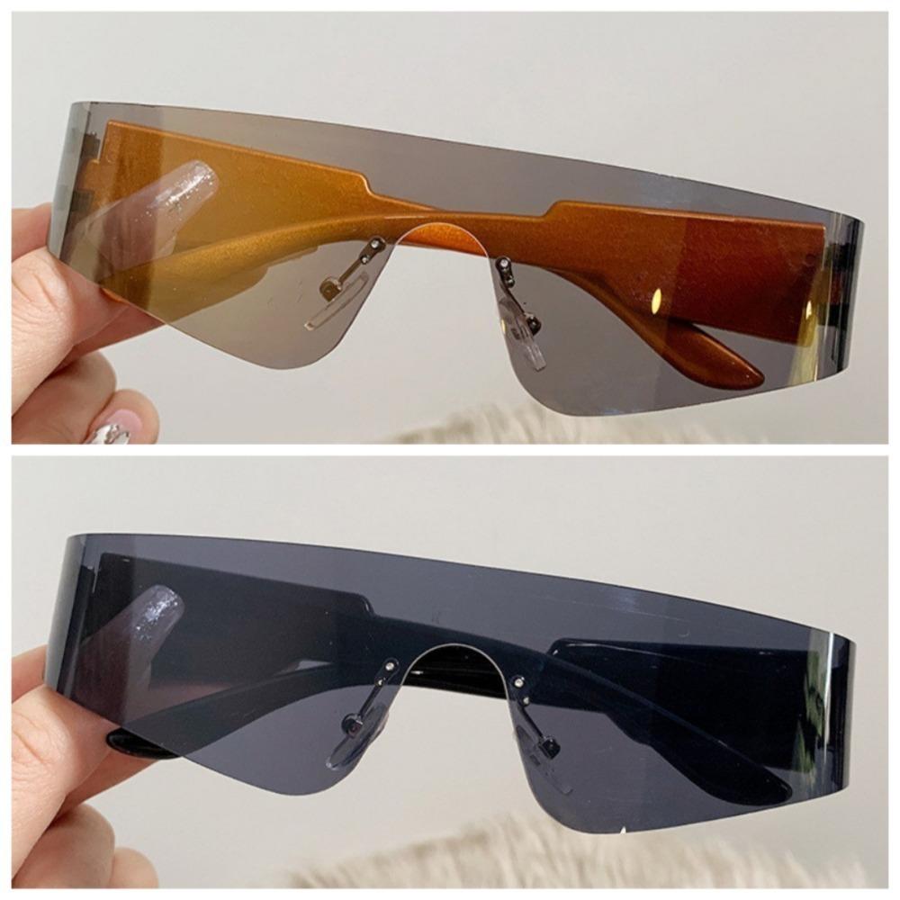 2 PCS Rimless One-pieces Women Sunglasses Men Fashion Y2k Mirror Shades Eyewear Ins Popular Brand Design UV400 Sun Glasses