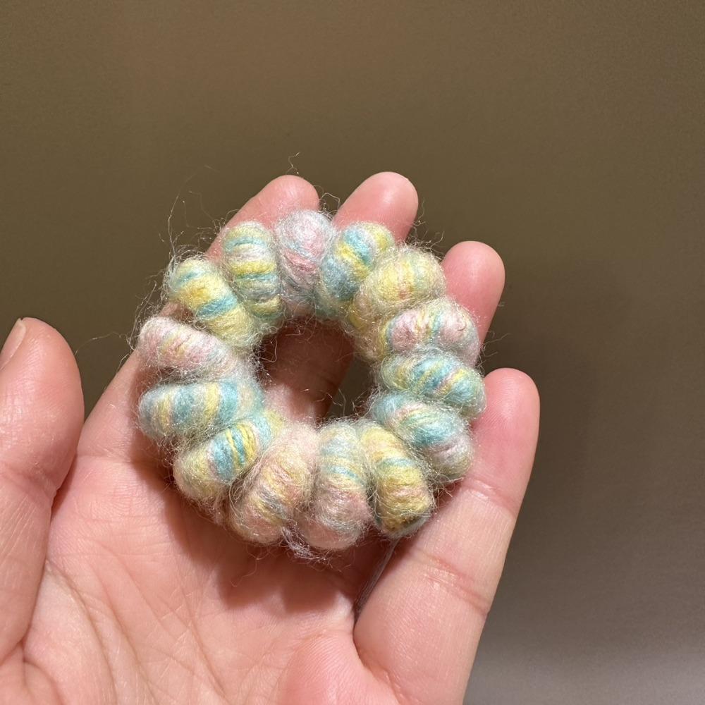 Beautiful Colorful Yarn Hairbands for Women Telephone Coil Shaped Strong Elastic Hairbands Autumn Winter Headwear