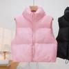 Down Cotton Vest for Women,autumn and Winter Stand Up Collar, Thick and Warm Short Sleeveless Cotton Jacket, Vest Jacket, Trendy