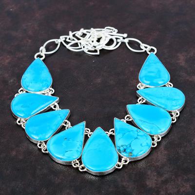 Arizona Turquoise Necklace Gemstone Necklace 925 Sterling Silver Necklace Handmade Designer Jewelry Adjustable Chain Necklace Gift For Women