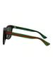 Gucci Óculos de Sol Quadrados Masculinos GG0057SK-002 com Hastes Icônicas Verde-Vermelho-Verde