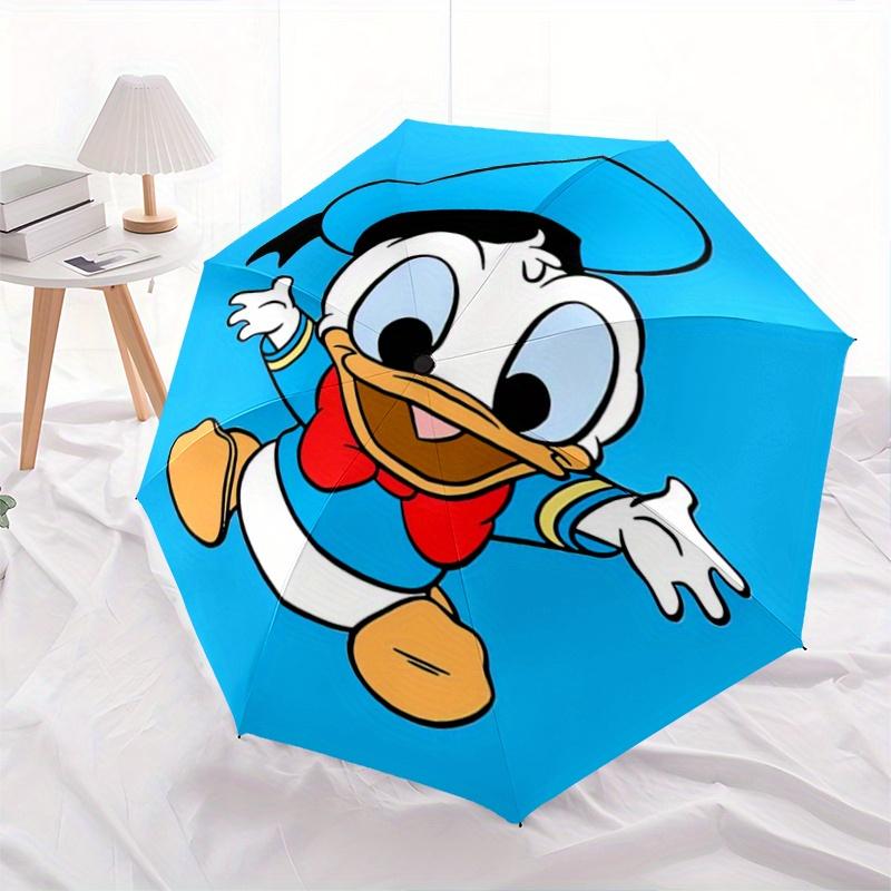 

1pc Cute Donald Duck Pattern Beautiful Looking Automatic Folding Umbrella, 3 Folding, 8 Iron Frame Design, Durable and Suitable for Travel a