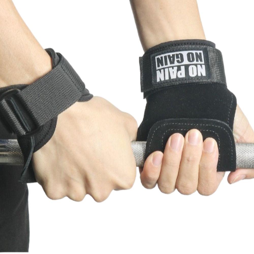 

Thickening Cowhide Gym Gloves Grips Horizontal Bar Wrist Support Weightlifting Training чёрный