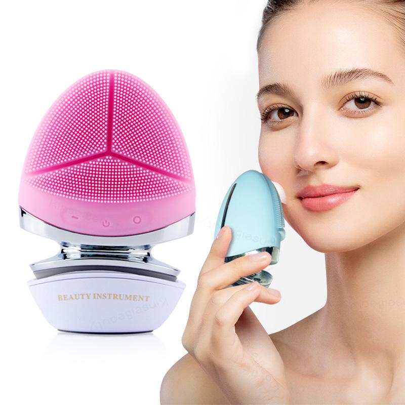 Dispositivo di Pulizia Ricaricabile in Silicone Lavaviso Elettrico Viso Microcorrente Temperatura Costante Impermeabile Detergente Ultrasonico per Pori