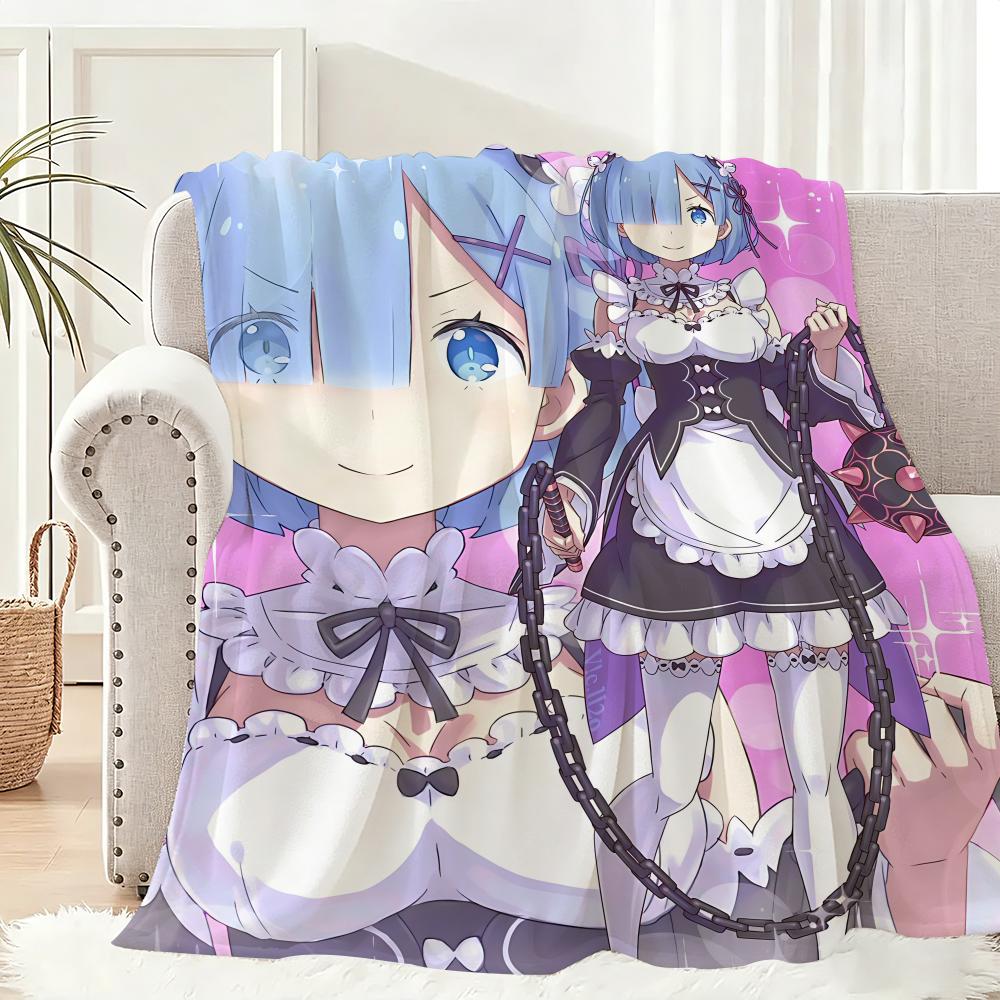 ReZero Anime Throw Lightweight 240g Flannel Blanket Soft Skin-friendly for Summer Cooling 75x90cm