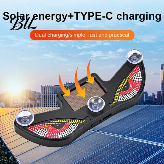 Creative Automotive Light Decor Solar Demon Eyes Car LED Light, USB Wireless Animated Eye Warning Lights for Windshield Portable Charging Lamp