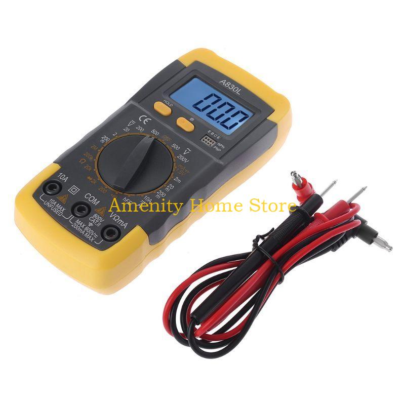 

F26C AC/for DC Ammeter Voltmeter Ohm Tester Meter A830L Handheld LCD Multimetro жовтий