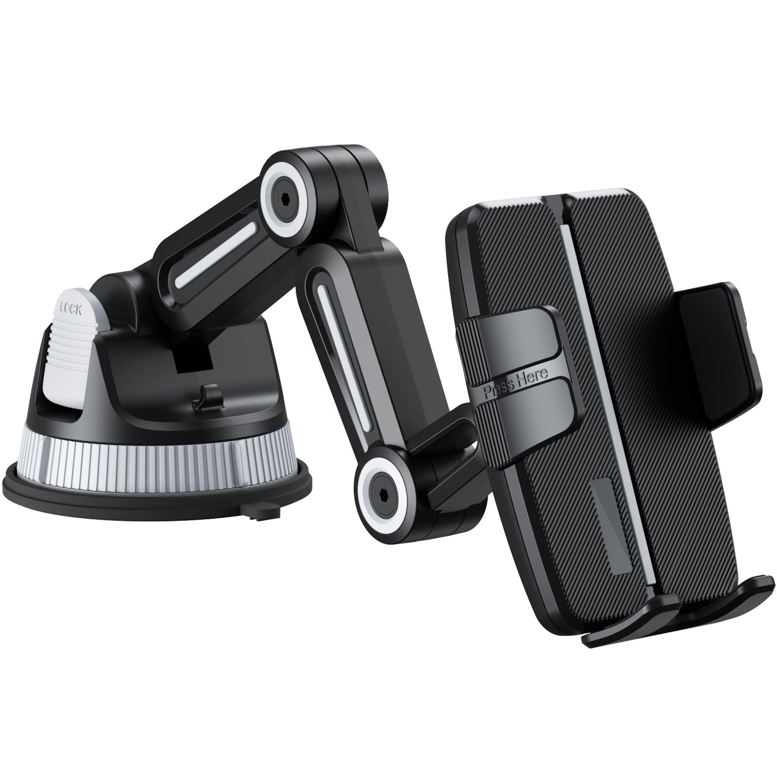 Car Phone Holder with Suction Cup Base Multi-Functional Car Navigation Mount for Windshield and Dashboard чёрный