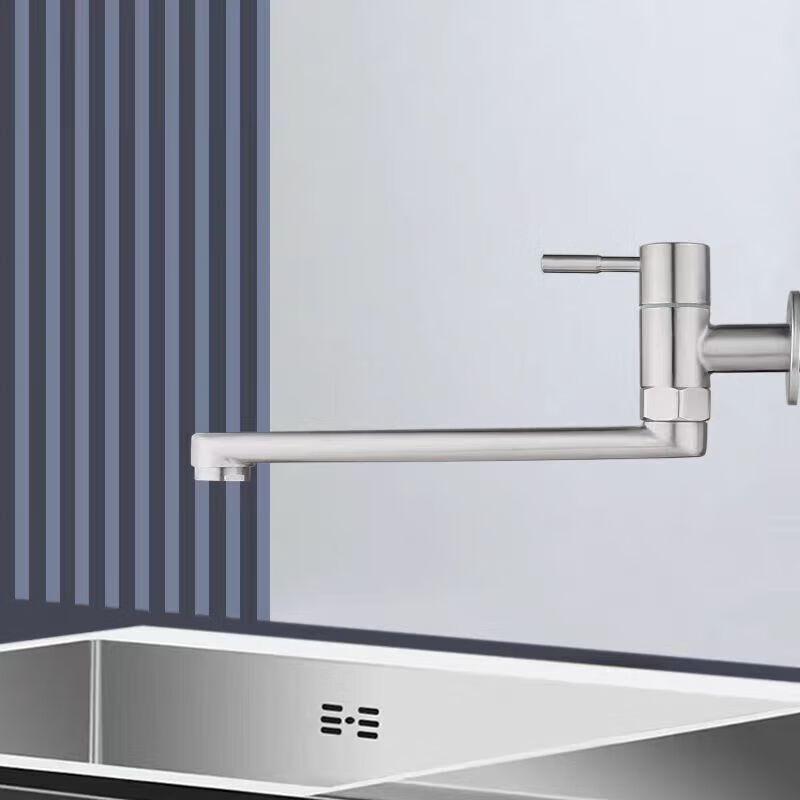 FURONGHUA SUS304 Stainless Steel Wall-Mounted Single Cold Swivel Kitchen Faucet