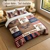 American Patriotic Theme Personalized 3Pcs Bedding Set Custom Text & Name 1 Sheet 2 Pillowcases Household Bedding 1pc