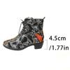 Autumn New Thick Heel Single Boot Fashion Round Head Front Lace-up Printed Women's Boots Classics Soft Sole Non-slip Ankle Boots