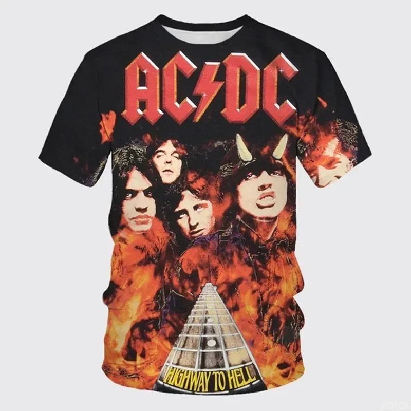 Metal Rock Band Summer Men's Short Sleeved Men's Round Neck Casual T-shirt 3D Printed Top Fashionable Streetwear Men's