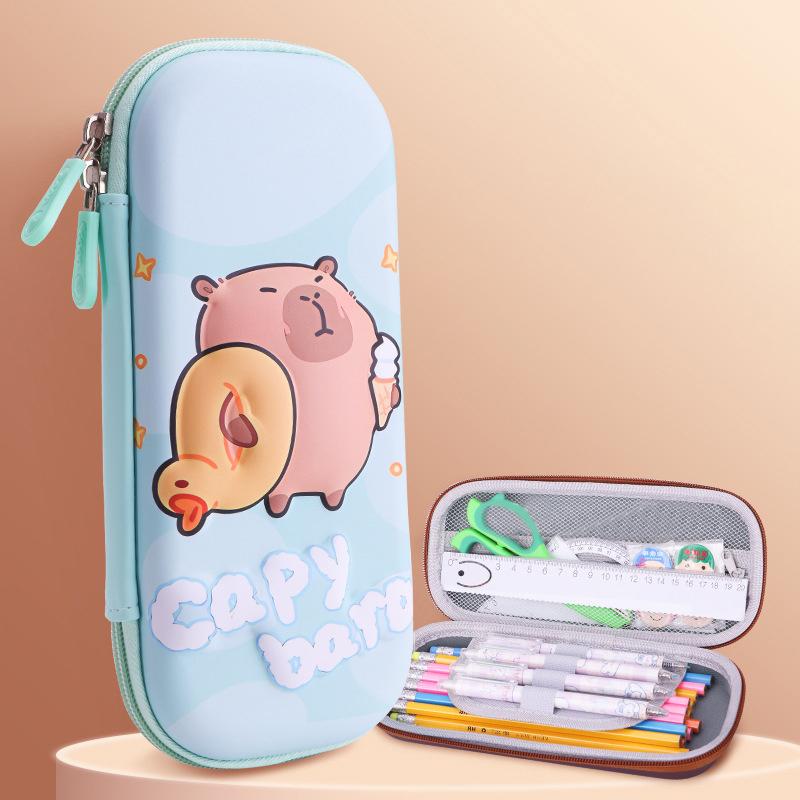 3D Capybara Pencil Case Drop Resistant Student School Supplies Large Capacity Multifunctiona Pen Pouch Stationery