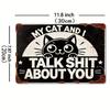 Metal Wall Art Sign Funny Vintage Home Decor Cat Theme Wall Hanging for Living Room Cafe Bar