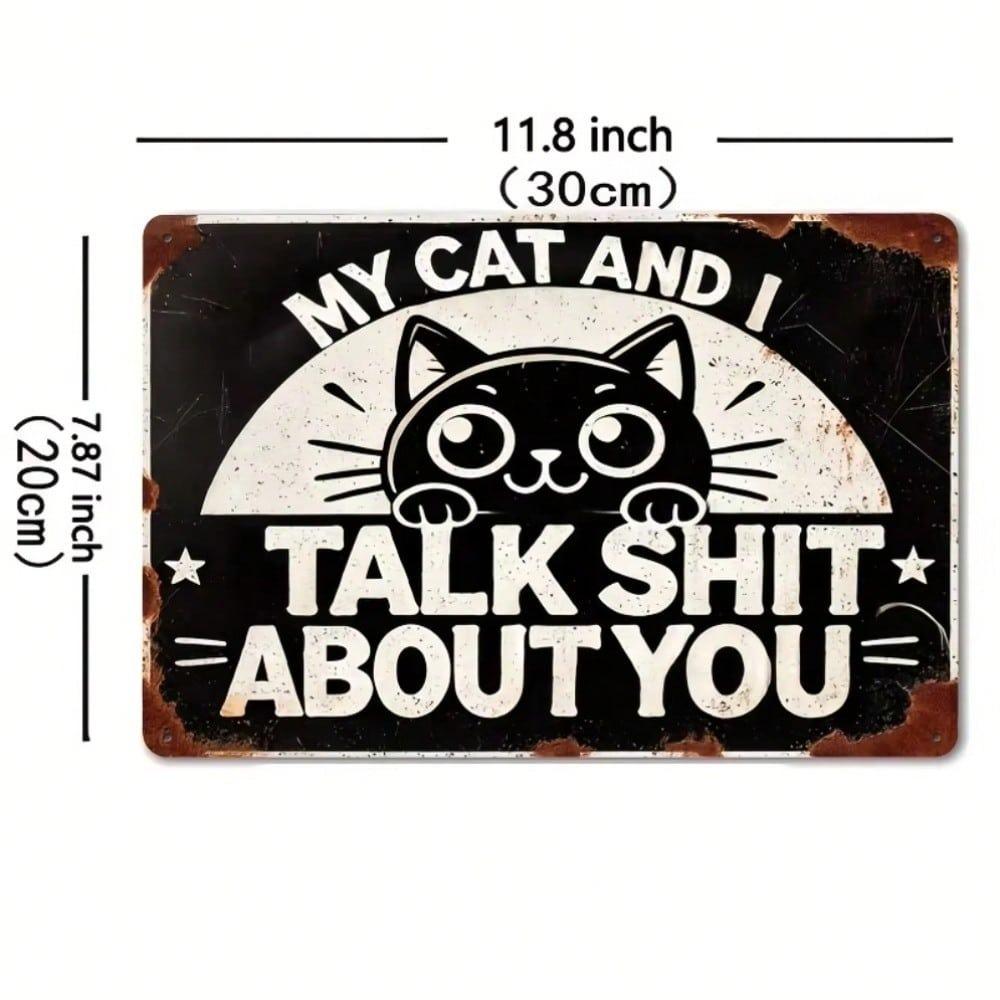 Metal Wall Art Sign Funny Vintage Home Decor Cat Theme Wall Hanging for Living Room Cafe Bar