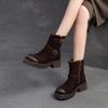 Fashion GKTINOO Genuine Leather Thick Heeled Thick Soled Short Boots Women 2025 Winter New Round Toe Retro Platform Shoes Ankle Boots