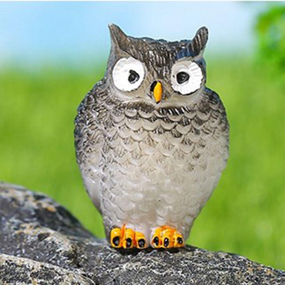 Resin Crafts Simulation Owl Ornaments Small Garden Owl Ornaments Funny Owl Miniatures  Scene Decor