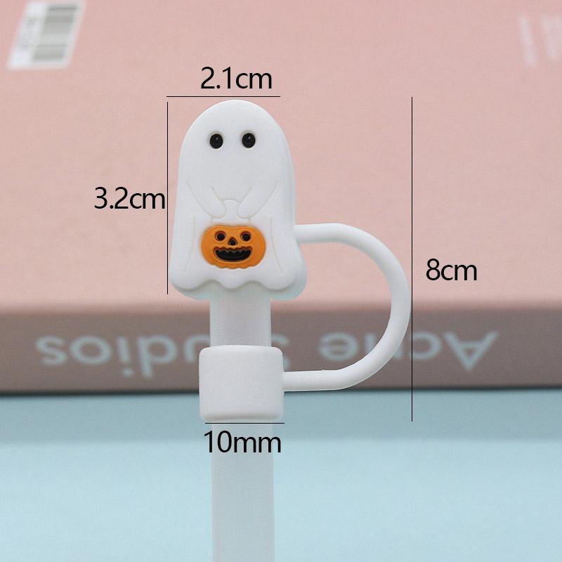 For Stanley Cup Accessories 2x Halloween Cute Ghost Dustproof Straw Toppers Parties For 10mm Drinking Straw Tips Lids Reusable