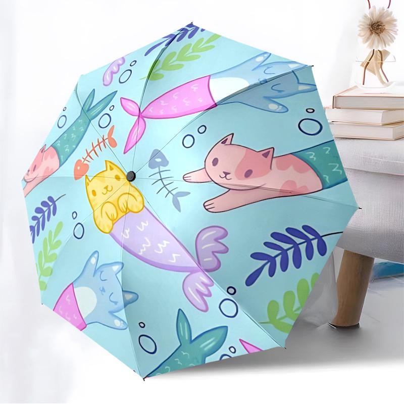 1pc Mermaid Cats Automatic Open/Close Umbrella, Formal Events - Ideal Gift for Family or Friends, Outdoor Accessory yy251211136