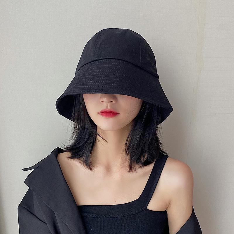 Summer Bucket Hat For Women Outdoor Foldable Fisherman Cap Solid Color Cotton Girls Panama Beach Sun Hat